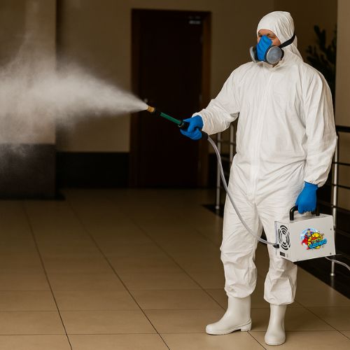 Equipe especializada em limpeza e desinfecção profissional